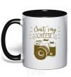 Mug with a colored handle Just say cheese black фото