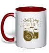 Mug with a colored handle Just say cheese red фото