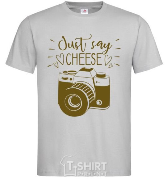 Men's T-Shirt Just say cheese grey фото