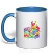 Mug with a colored handle Сamera royal-blue фото