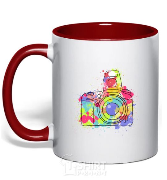 Mug with a colored handle Сamera red фото