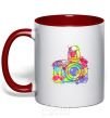 Mug with a colored handle Сamera red фото