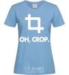 Women's T-shirt Oh crop sky-blue фото