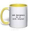 Чашка с цветной ручкой Web designers do it with style Солнечно желтый фото