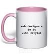 Mug with a colored handle Web designers do it with style light-pink фото