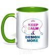 Чашка с цветной ручкой Keep calm and design more Зеленый фото