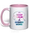 Mug with a colored handle Keep calm and design more light-pink фото