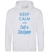 Men`s hoodie Keep calm and call a dsigner sport-grey фото