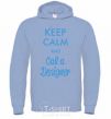 Men`s hoodie Keep calm and call a dsigner sky-blue фото