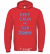 Men`s hoodie Keep calm and call a dsigner bright-red фото