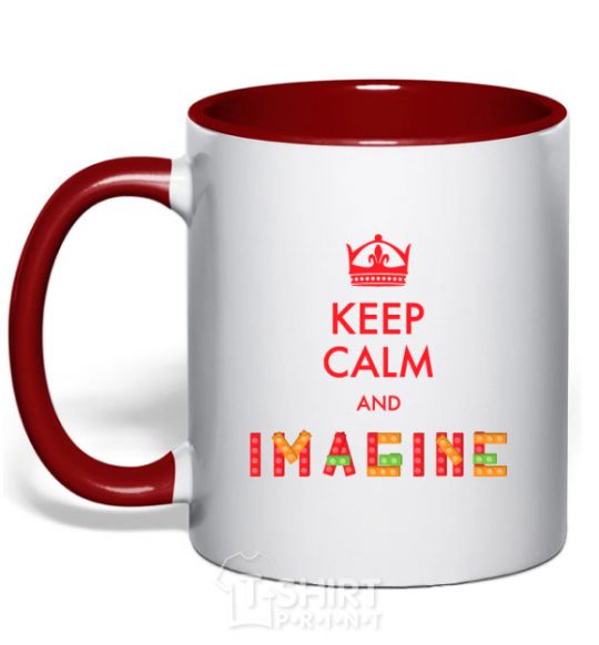 Mug with a colored handle Keep calm and imagine red фото