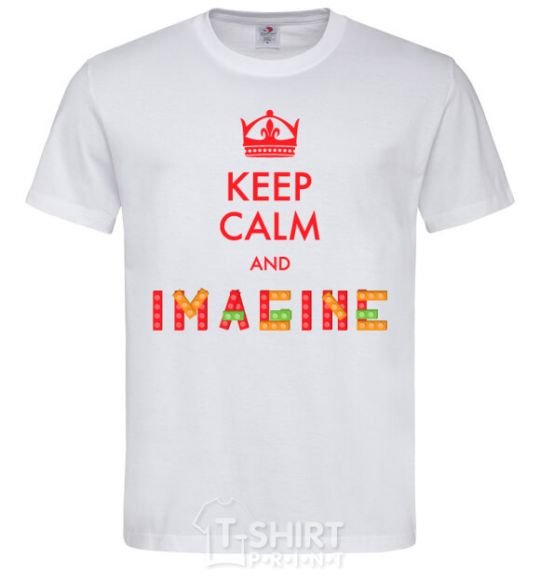 Мужская футболка Keep calm and imagine Белый фото