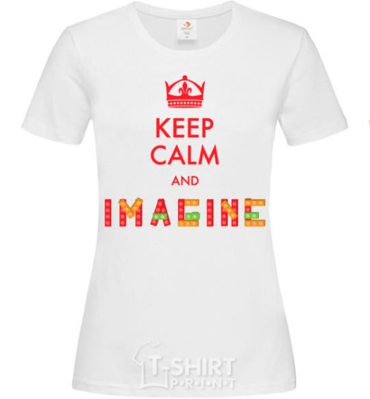 Женская футболка Keep calm and imagine Белый фото