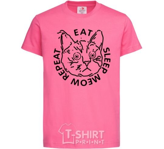 Kids T-shirt Eat sleep meow repeat heliconia фото