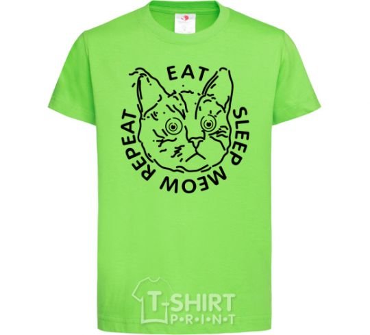 Kids T-shirt Eat sleep meow repeat orchid-green фото
