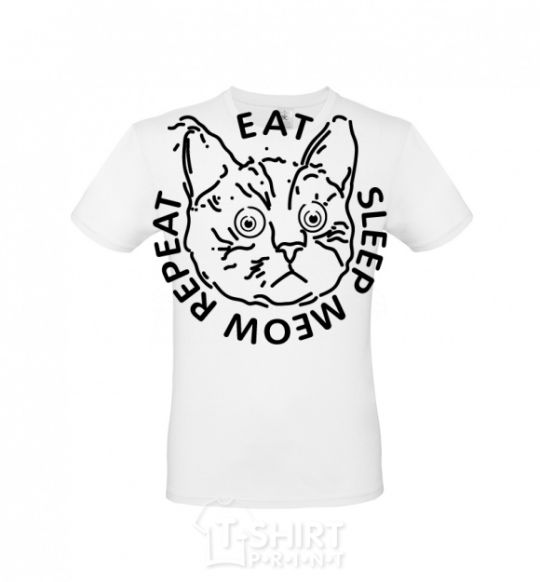 Men's T-Shirt Eat sleep meow repeat White фото