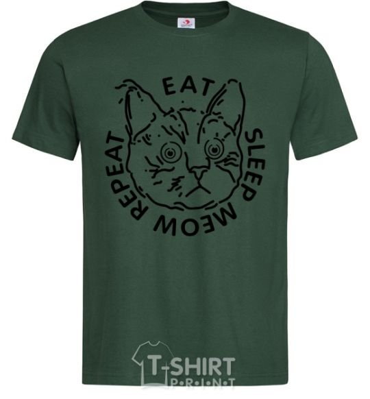 Men's T-Shirt Eat sleep meow repeat bottle-green фото