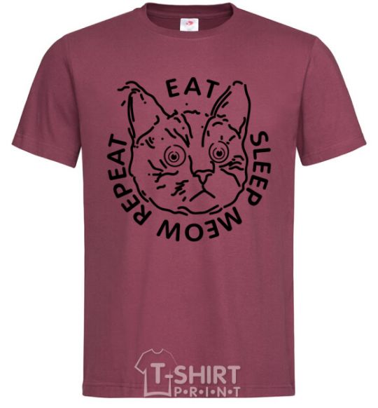 Men's T-Shirt Eat sleep meow repeat burgundy фото