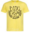 Men's T-Shirt Eat sleep meow repeat cornsilk фото