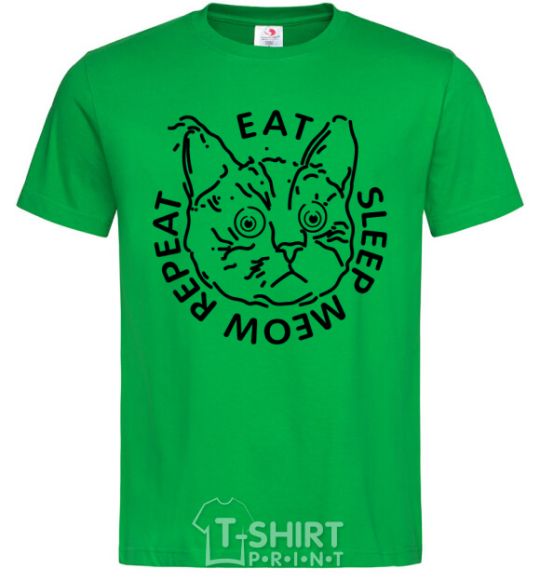 Men's T-Shirt Eat sleep meow repeat kelly-green фото