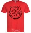 Men's T-Shirt Eat sleep meow repeat red фото