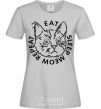 Женская футболка Eat sleep meow repeat Серый фото