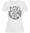 Женская футболка Eat sleep meow repeat Белый фото