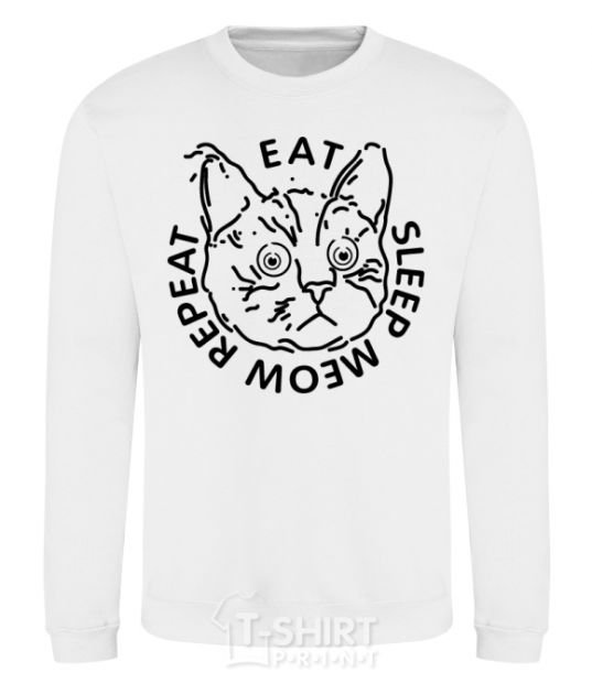 Свитшот Eat sleep meow repeat Белый фото