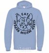 Men`s hoodie Eat sleep meow repeat sky-blue фото