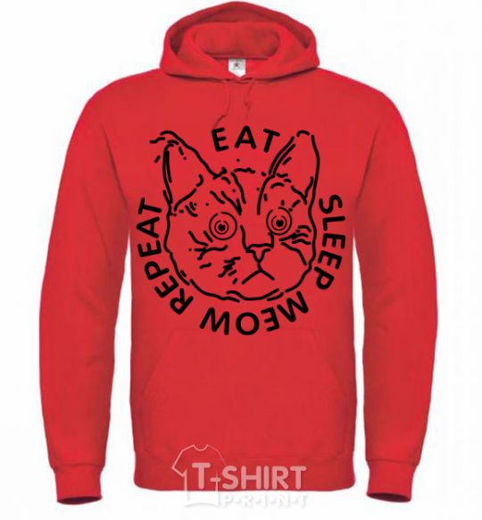 Men`s hoodie Eat sleep meow repeat bright-red фото