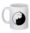 Ceramic mug Cat black and white White фото