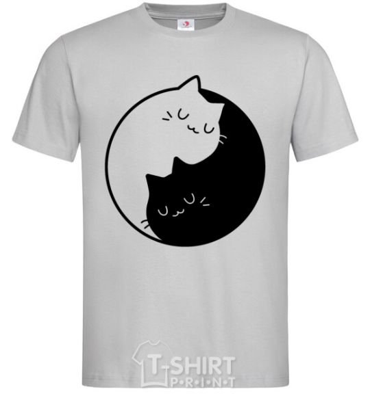 Men's T-Shirt Cat black and white grey фото