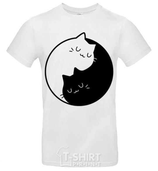 Men's T-Shirt Cat black and white White фото