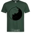 Men's T-Shirt Cat black and white bottle-green фото