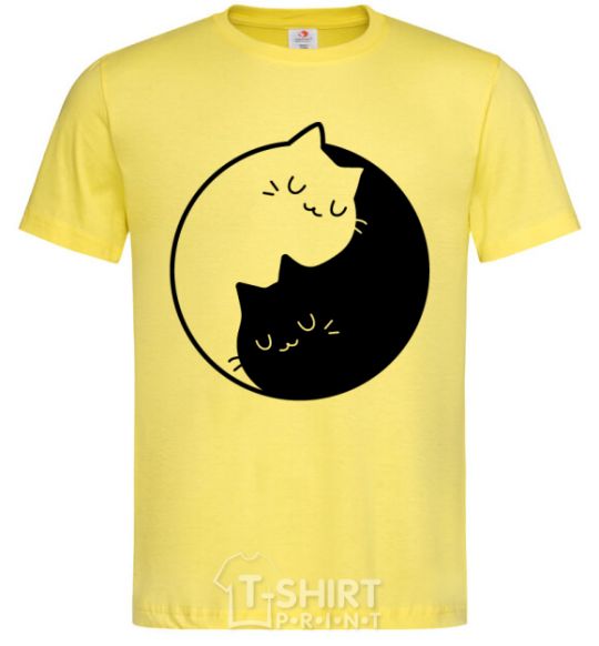 Men's T-Shirt Cat black and white cornsilk фото