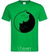 Men's T-Shirt Cat black and white kelly-green фото