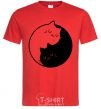 Men's T-Shirt Cat black and white red фото