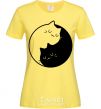 Women's T-shirt Cat black and white cornsilk фото