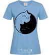 Women's T-shirt Cat black and white sky-blue фото