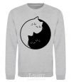 Sweatshirt Cat black and white sport-grey фото