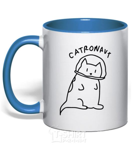 Mug with a colored handle Catronaut royal-blue фото