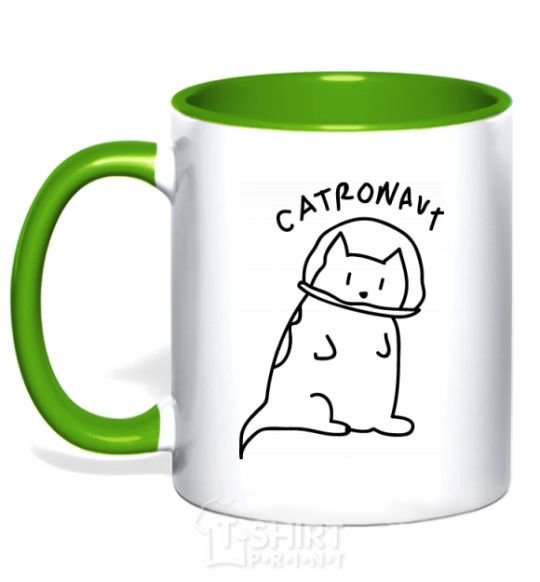 Mug with a colored handle Catronaut kelly-green фото