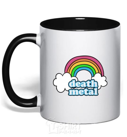 Mug with a colored handle Death metal black фото