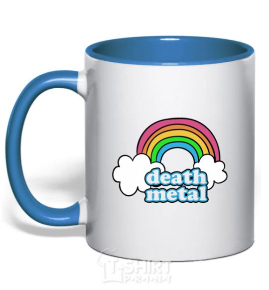 Mug with a colored handle Death metal royal-blue фото