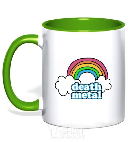 Mug with a colored handle Death metal kelly-green фото