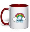 Mug with a colored handle Death metal red фото