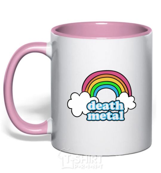 Mug with a colored handle Death metal light-pink фото