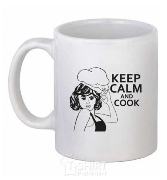 Ceramic mug Keep calm and cook White фото