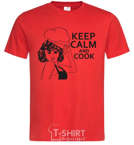 Мужская футболка Keep calm and cook Красный фото