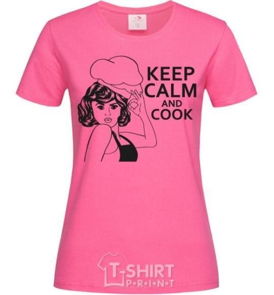 Женская футболка Keep calm and cook Ярко-розовый фото